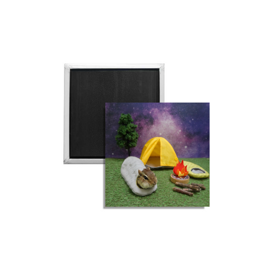 Chipmunk in a Sleeping Bag Magnet Square