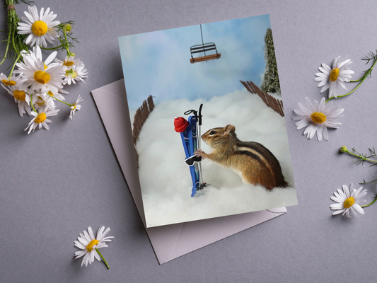 Chipmunk Skiing Notecard 2