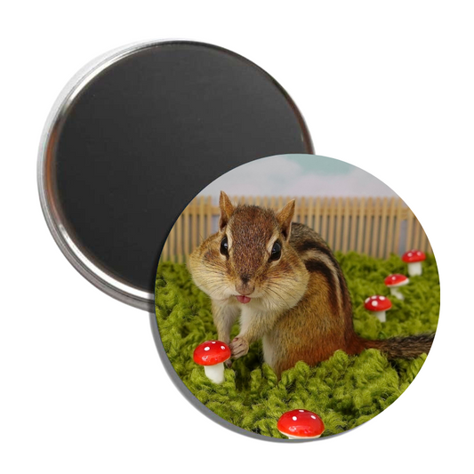 Chipmunk with Mushrooms Magnet