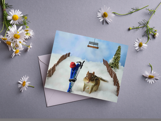 Chipmunk Skiing Notecard 1