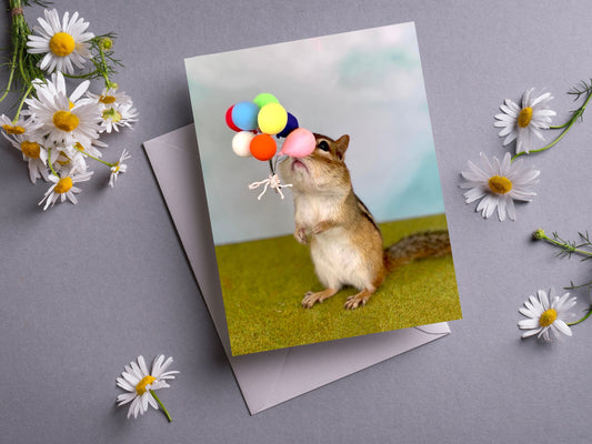 Chipmunk Balloons Notecard