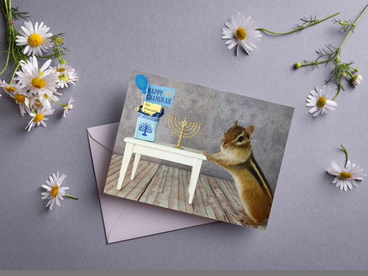 Chipmunk Hanukkah Chanukah Notecard